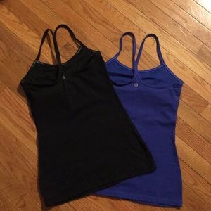 Black and blue Lululemon Power Y Tanks. Size 4